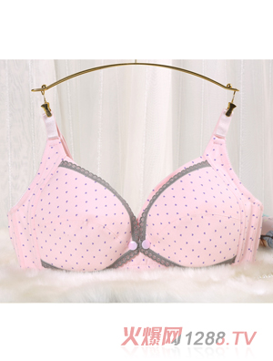 元曼零感輕盈515前開扣無鋼托哺乳內(nèi)衣內(nèi)褲粉紅玉點