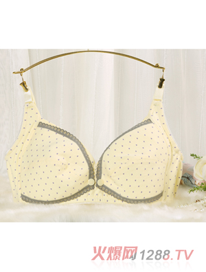 元曼零感輕盈515前開扣無鋼托哺乳內(nèi)衣內(nèi)褲黃色玉點
