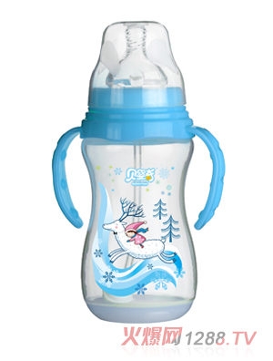 貝嬰奇320ml寬口帶感溫底座奶瓶淺藍(lán)