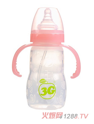 小蘋(píng)果母感硅膠奶瓶240ML粉色