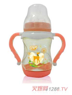 貝嬰奇PPSU雙柄自動奶瓶橙色