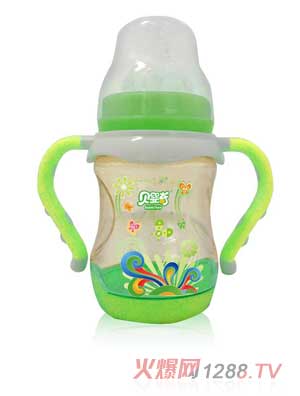 貝嬰奇PPSU雙柄自動奶瓶綠色