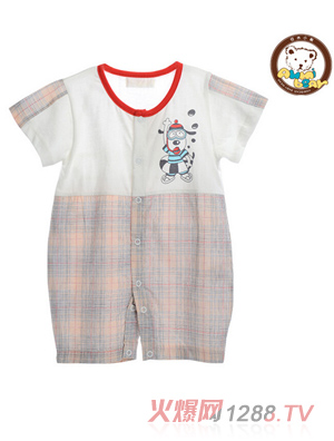 安米小熊彩格哈衣連體衣A3126