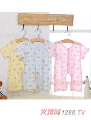 安米小熊大眼娃短袖開檔哈衣A1964