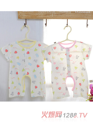 安米小熊純棉提花開檔哈衣 A2012