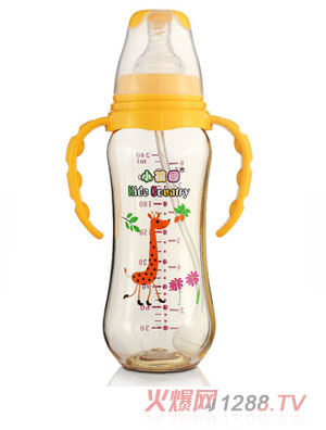 小孩國(guó)標(biāo)口弧形自動(dòng)PPSU安全奶瓶240ML黃色