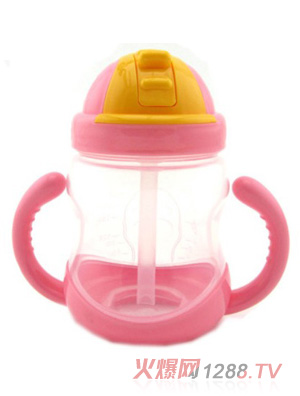 陽光兔滑蓋防漏訓(xùn)練吸管杯粉色