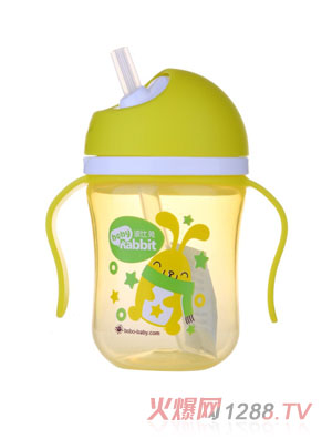 波比兔220ML旋轉(zhuǎn)手把吸管水杯