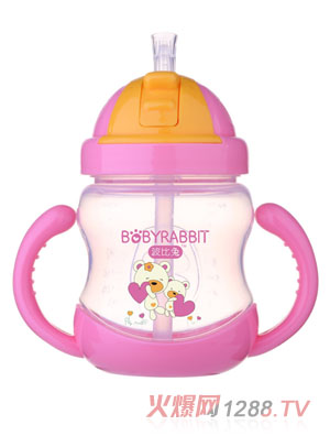 波比兔280ML旋轉(zhuǎn)手把吸管水杯