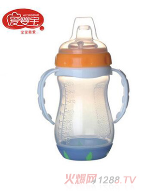 愛(ài)嬰寶yinge感溫帶柄PP學(xué)飲杯270ml