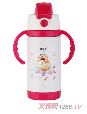 好樂嬰水杯雙柄大容量紅色