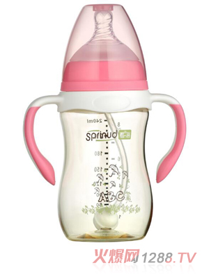 春蓓PPSU寬口徑y(tǒng)ingye奶瓶粉色