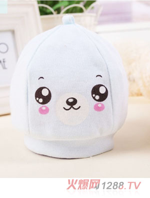 淘貝貓笑臉胎帽-白色