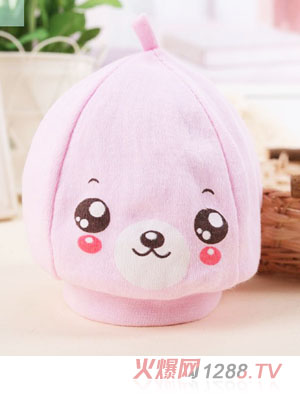 淘貝貓笑臉胎帽-粉紅色
