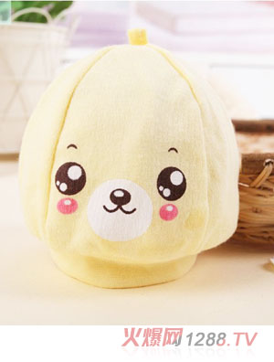 淘貝貓笑臉胎帽-黃色