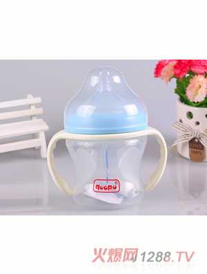 qoopo有柄自動(dòng)特寬口感溫防脹氣硅膠奶瓶