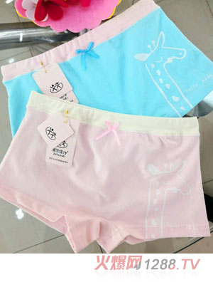 澤玉佳兒拼腰女童平角內(nèi)褲