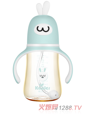康喂兒趣萌兔PPSU 寬口奶瓶260ML藍(lán)色
