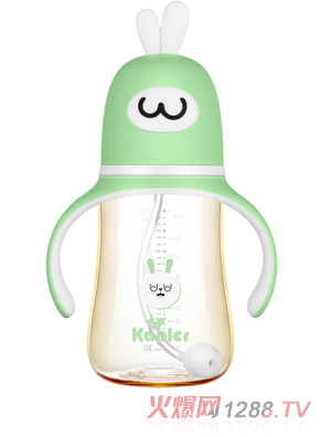 康喂兒趣萌兔PPSU 寬口奶瓶260ML 綠色