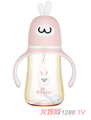 康喂兒趣萌兔PPSU 寬口奶瓶260ML 紅色