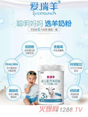 愛瑞羊youe配方羊奶粉（12-36月齡，3段）