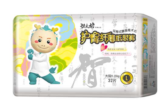 功夫龍護臀纖薄紙尿褲L碼32片