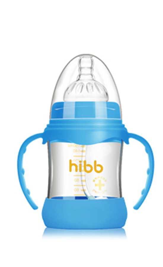 浩一貝貝防摔自動(dòng)玻璃奶瓶藍(lán)色150ml